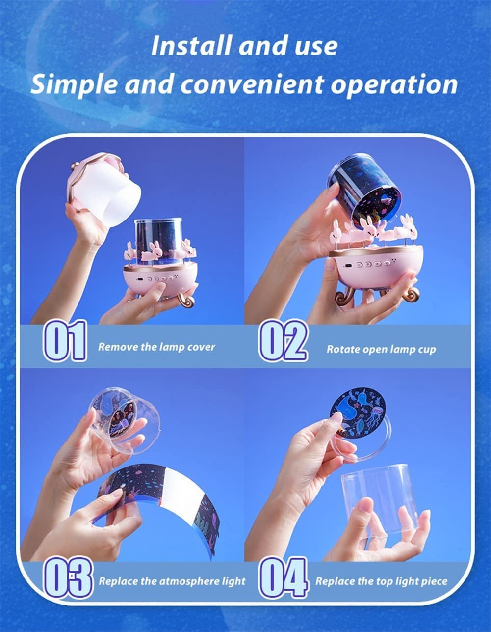 Projecteur Ciel Étoilé Lapins 360° – Magie et Douceur pour Enfants - Image 3