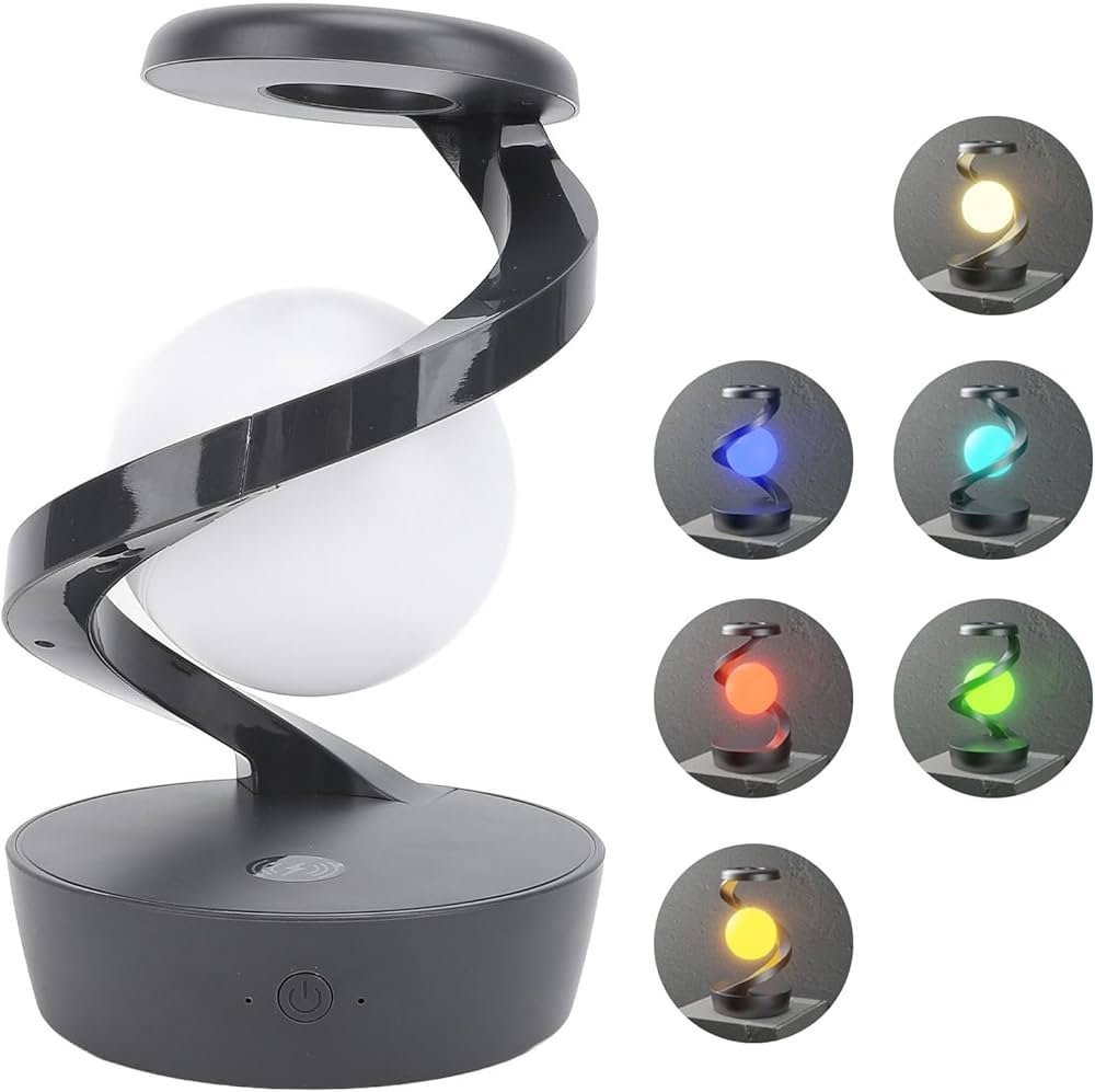 Lampe de Chevet Spirale Moderne Veilleuse RGB 7 Couleurs Sans Fil Rechargeable