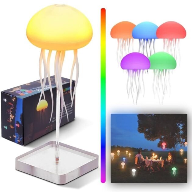 Veilleuse Lampes Méduse rechargeable avec capteur tactile – ambiance marine