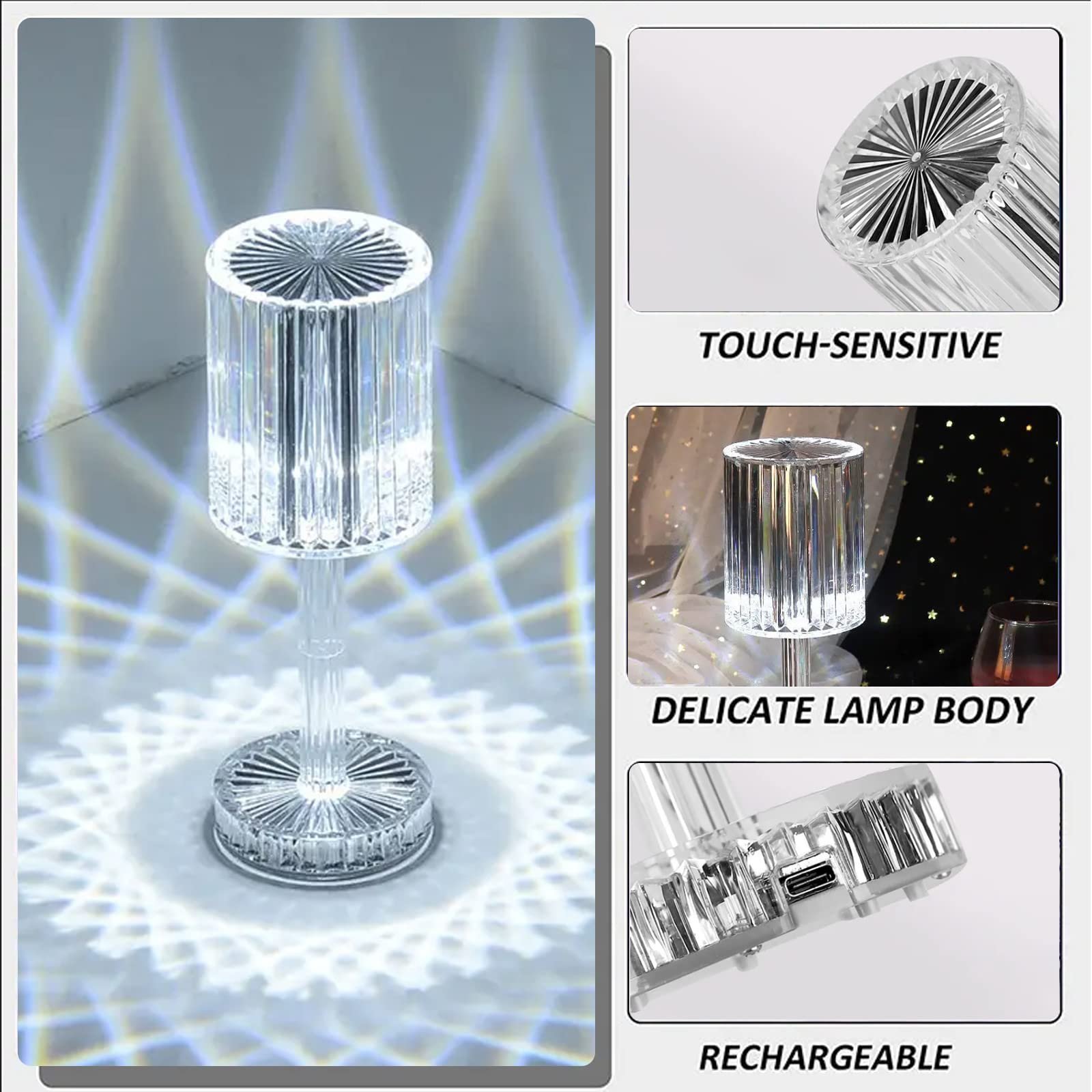 Lampe Cristal Bluetooth – Éclairage 3D & Ambiance Musicale