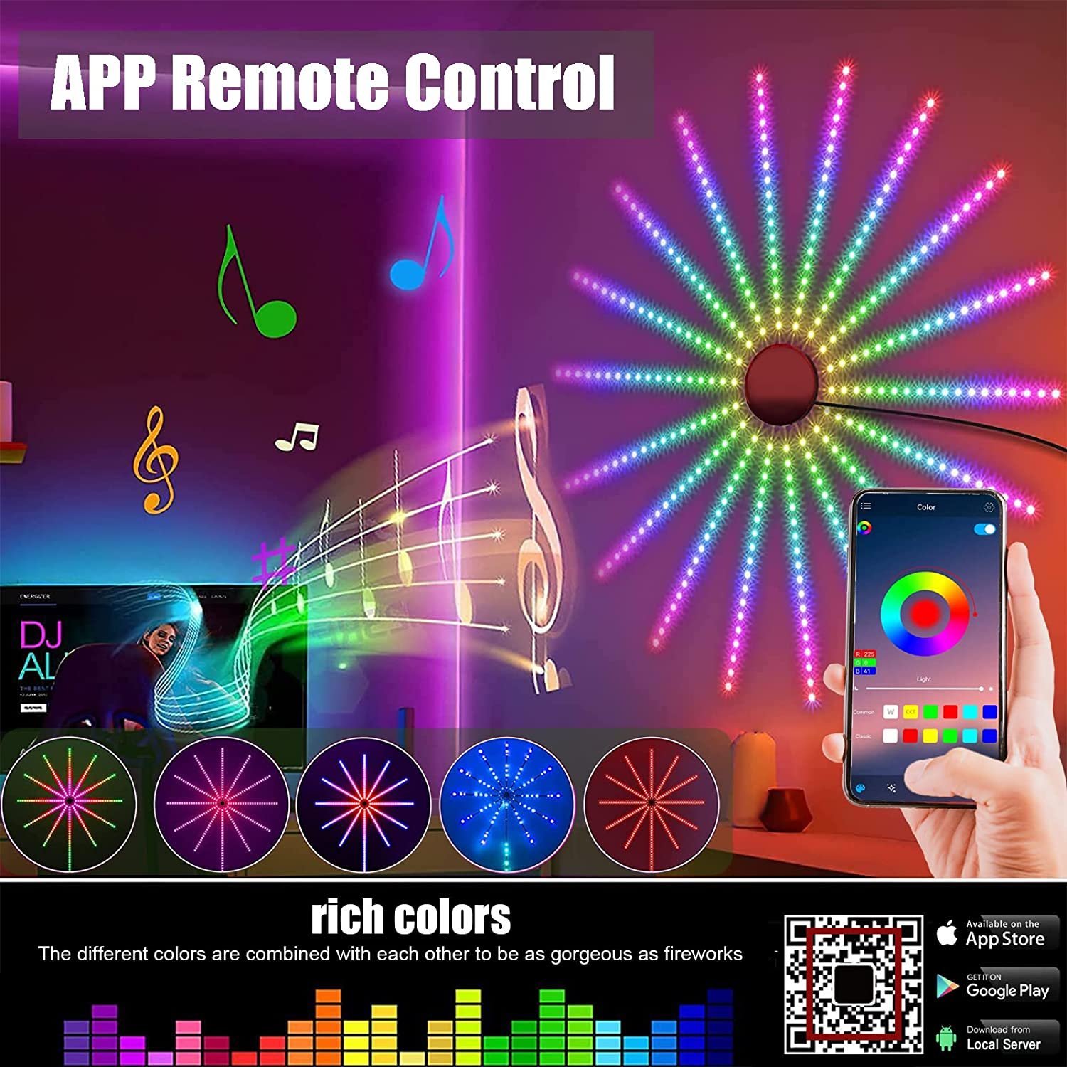 Lumière RGB Feux d'Artifice Contrôlée par Application - Image 4