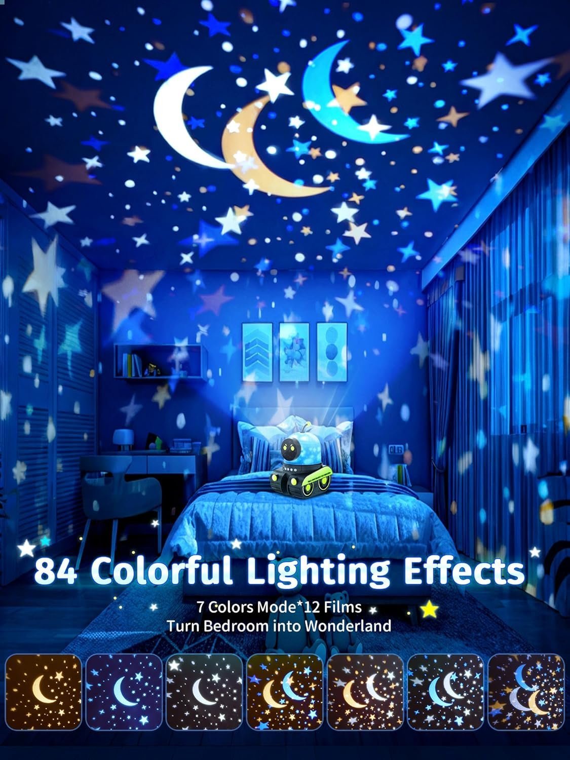 Projecteur Étoilé Robot Multifonction - Haut-Parleur Bluetooth , USB Rechargeable - Image 2