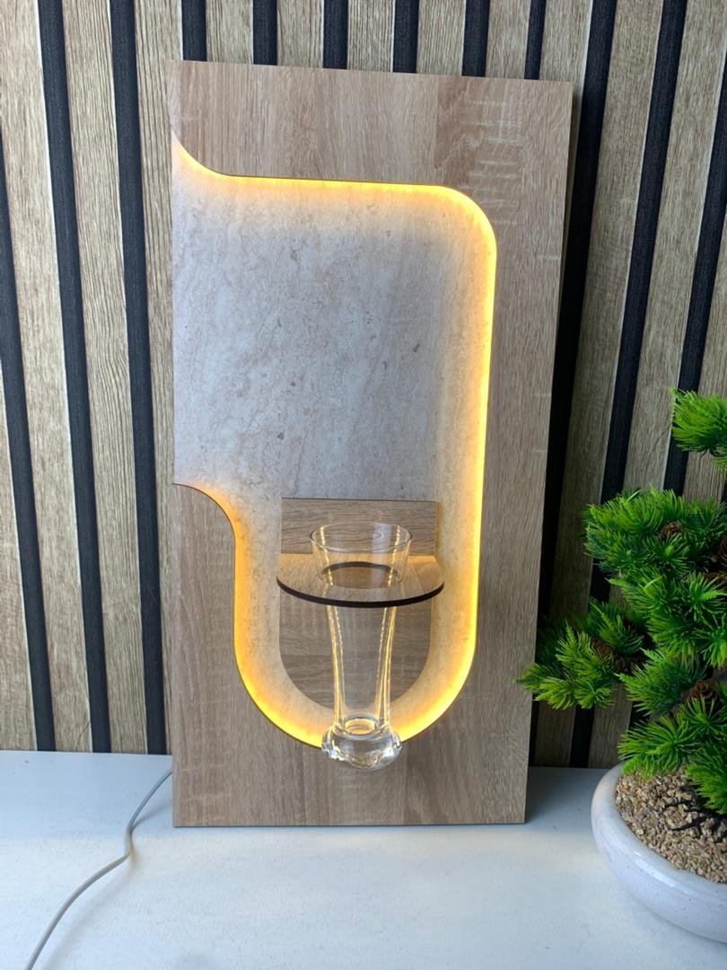 Panneau mural décoratif avec éclairage LED design moderne en bois V3 – L’harmonie parfaite entre nature et lumière - Image 3