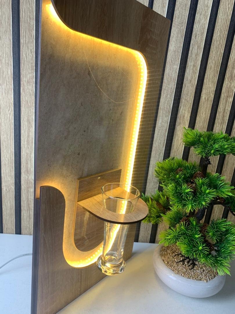 Panneau mural décoratif avec éclairage LED design moderne en bois V3 – L’harmonie parfaite entre nature et lumière - Image 4