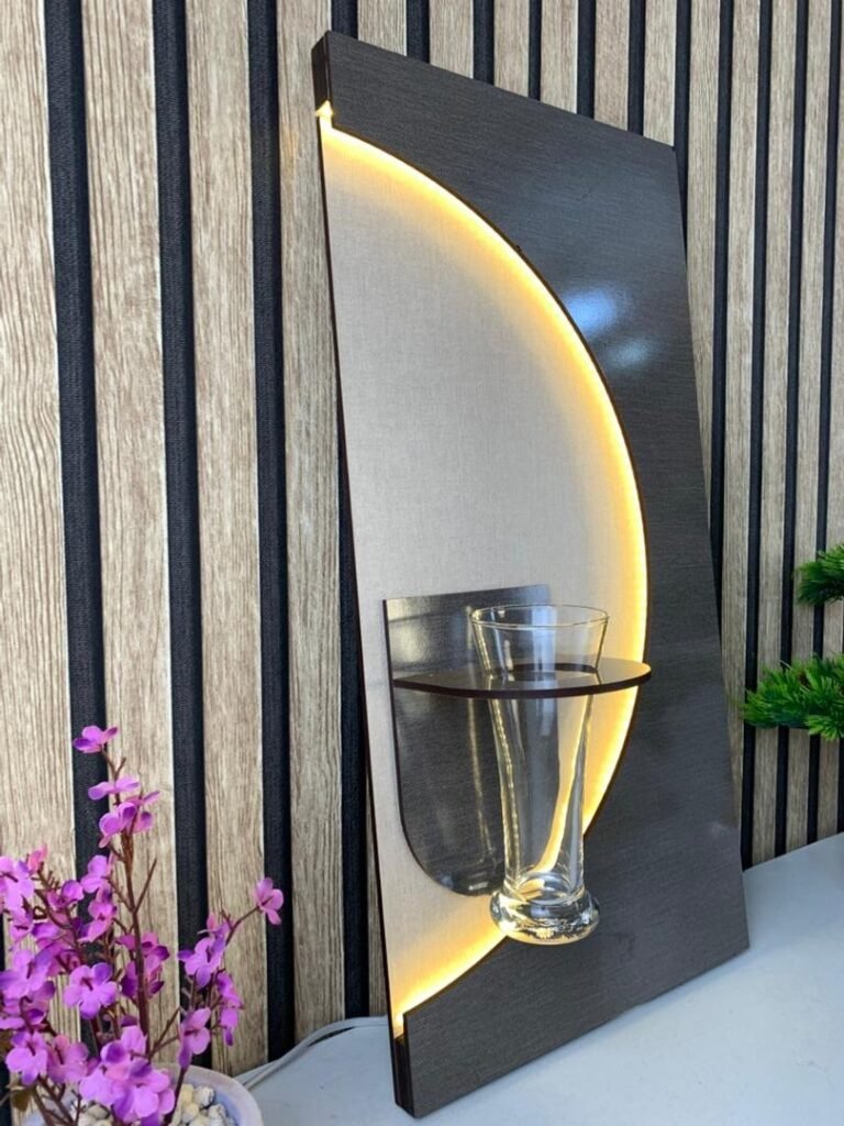Panneau mural décoratif avec éclairage LED design moderne en bois V4 – L’art de la nature illuminée