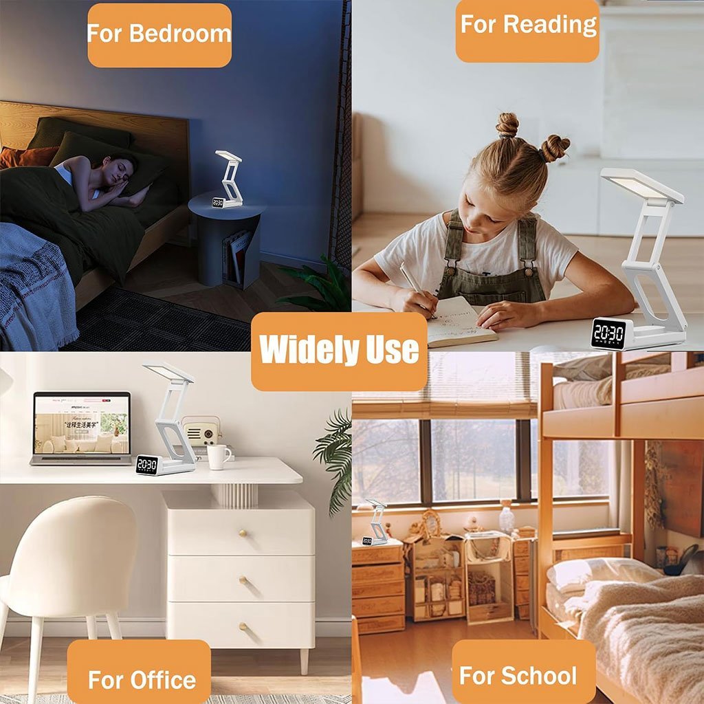 Lampe de bureau rechargeable sans fil avec réveil LED et power bank 5000 mAh - Image 2