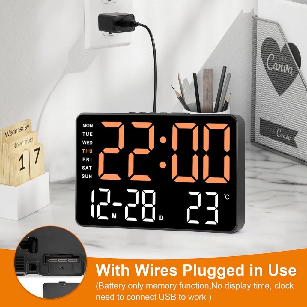 Réveil LED Grand Écran 7,2 Pouces avec Double Alarme - Image 3