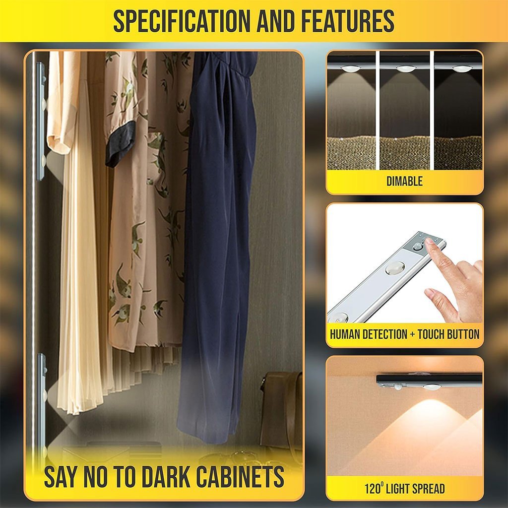 Lampe LED Rechargeable HS24020 – Détecteur de Mouvement & 3 Modes 40CM - Image 3