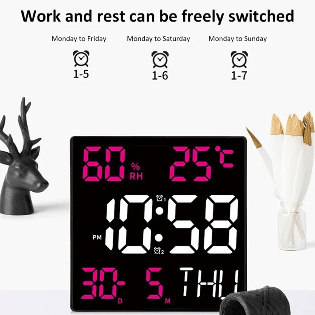Réveil LED intelligent multi-fonctions horloge murale numérique - Image 5