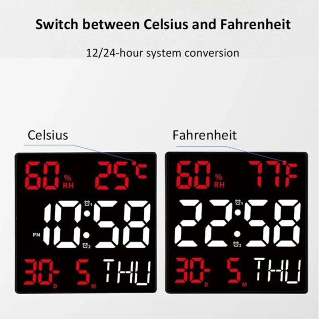Réveil LED intelligent multi-fonctions horloge murale numérique