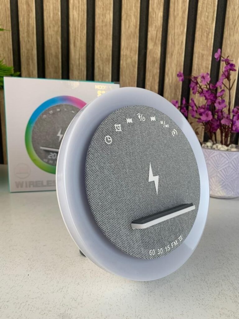 Haut-parleur et Lampe de Chevet avec Lumière RGB et Chargeur Induction 15W