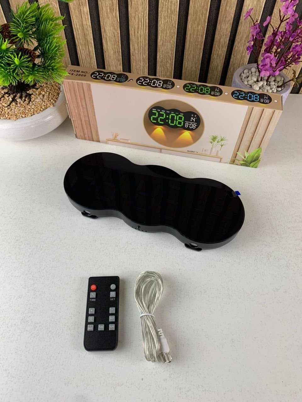 Horloge Murale Numérique à LED YX-2808 avec Télécommande – Élégance, Clarté et Technologie - Image 8