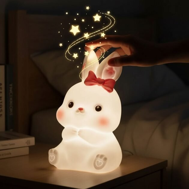 Veilleuse Enfant Design Lapin Mignon – Lampe LED Douce et Sécurisée