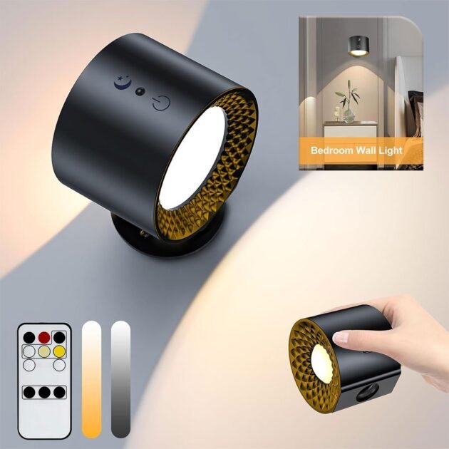 Applique Murale Double Tête et 3 niveaux de luminosité 360°