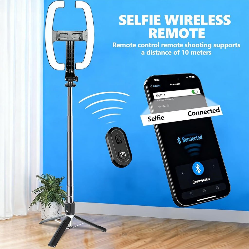 Perche à Selfie Extensible avec Support Téléphone & Lampe LED - Image 4