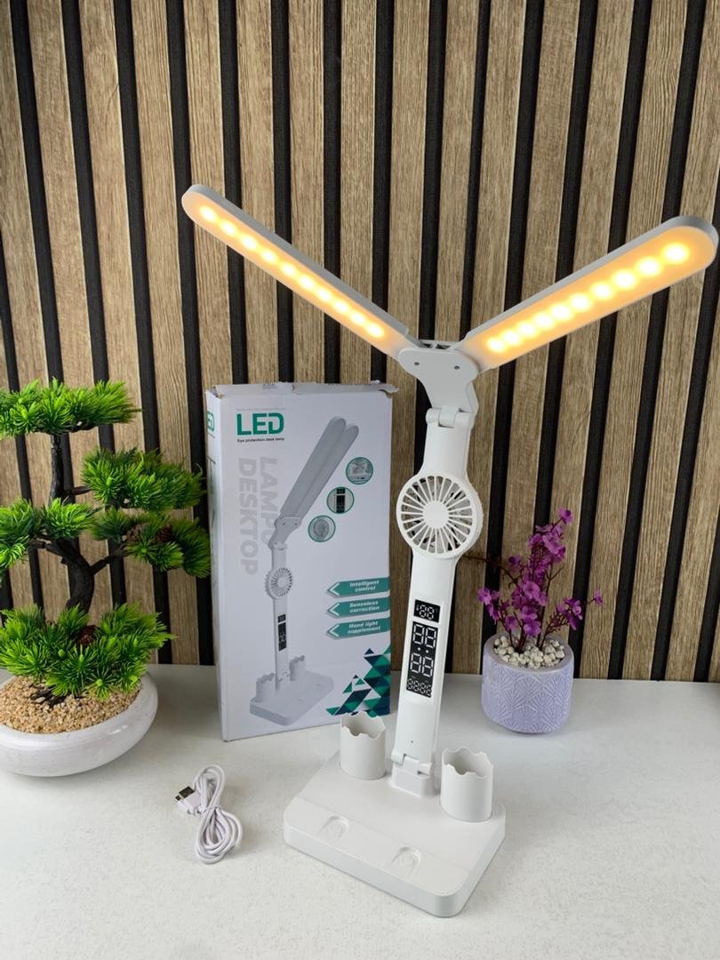 Lampe de Bureau LED Double Tête – Éclairez, Rafraîchissez et Organisez votre Espace - Image 8
