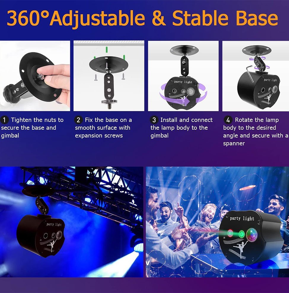 Lampe Jeux de Lumière RGB 360° avec 7 arrière-plans et 32 motifs de projection - Image 7