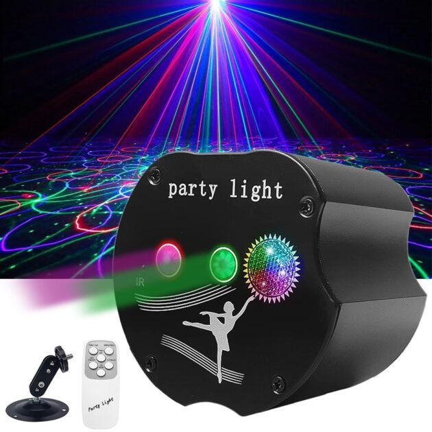 Lampe Jeux de Lumière RGB 360° avec 7 arrière-plans et 32 ​​motifs de projection