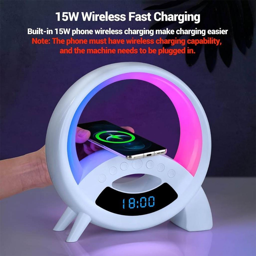 Lampe de Table Multifonction Q18 – Bluetooth, Réveil et Charge Sans Fil - Image 7