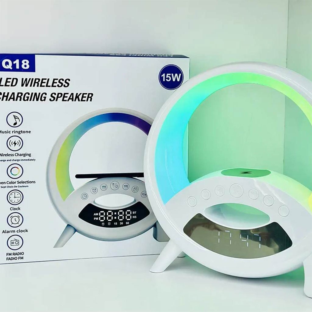 Lampe de Table Multifonction Q18 – Bluetooth, Réveil et Charge Sans Fil - Image 2