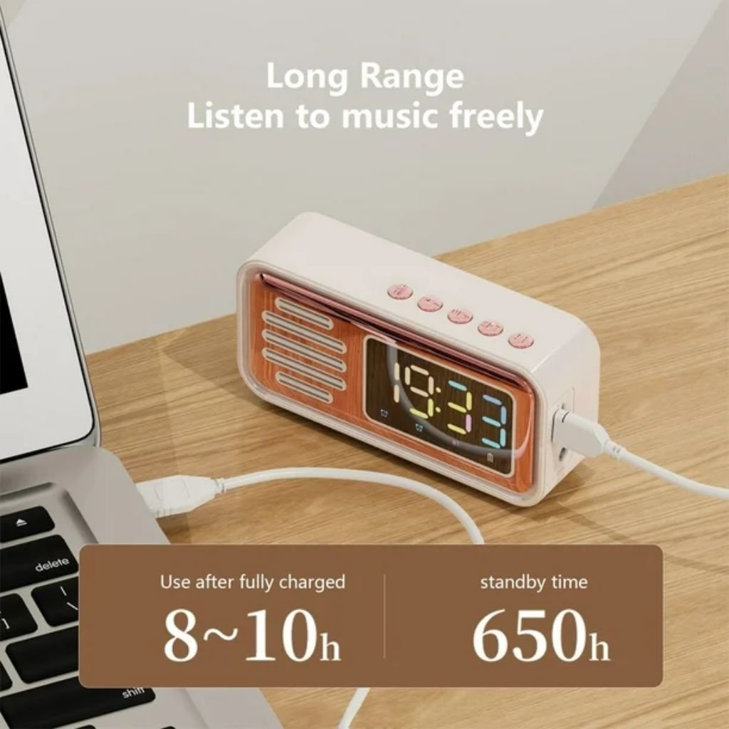 Réveil Bluetooth Rétro - Design Vintage & Technologie Moderne - Image 3