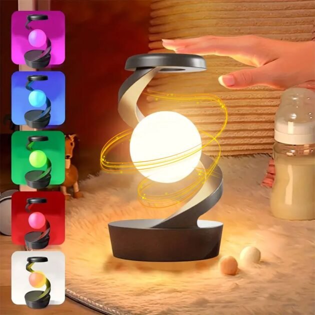 Lampe de Chevet Spirale Moderne Veilleuse RGB 7 Couleurs Sans Fil Rechargeable
