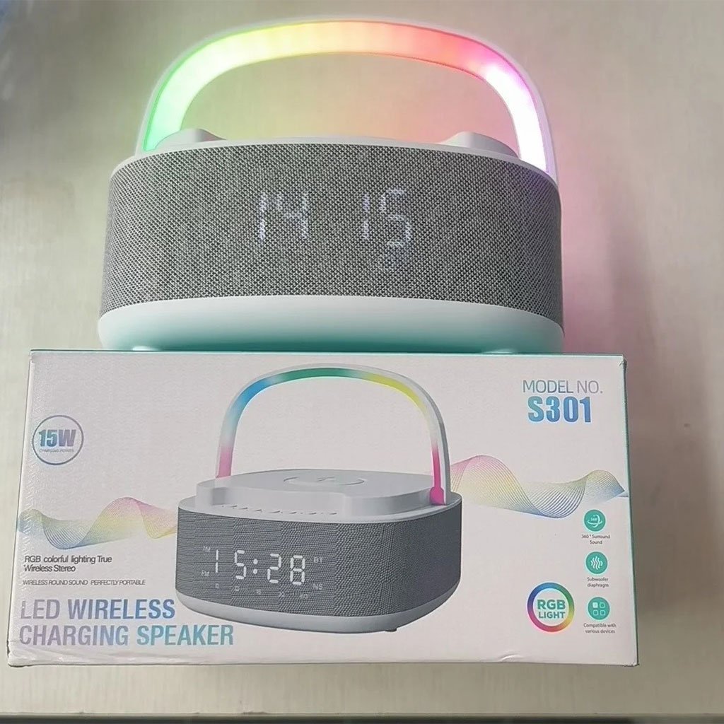 Haut-Parleur Bluetooth Portable S301 à LED RGB avec Chargeur Sans Fil 15W - Image 6