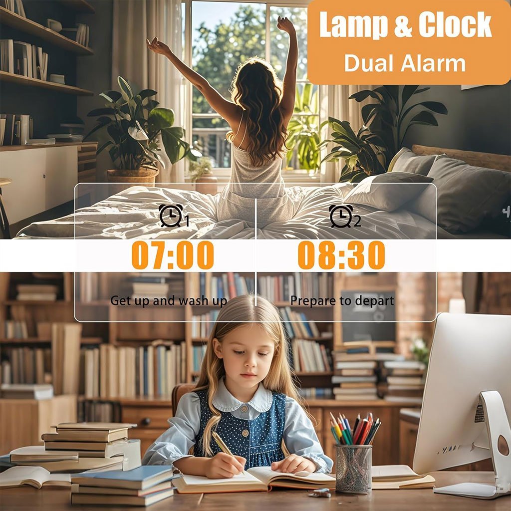Lampe de bureau rechargeable Sans Fil avec Réveil Numérique et power bank - Image 3