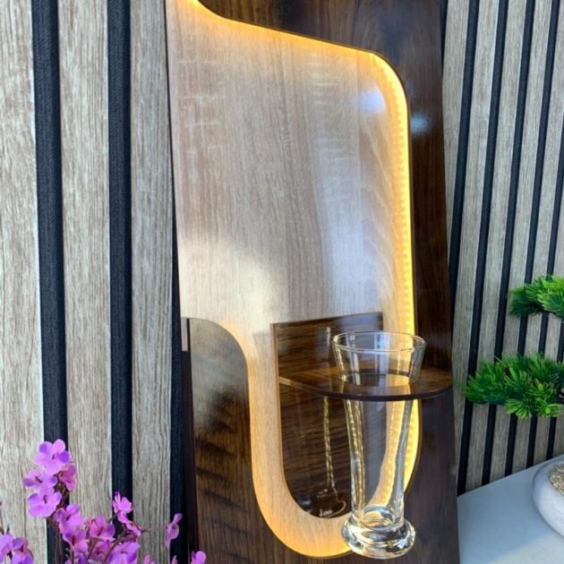 Panneau mural décoratif avec éclairage LED design moderne en bois V2 – L’élégance naturelle qui illumine vos murs