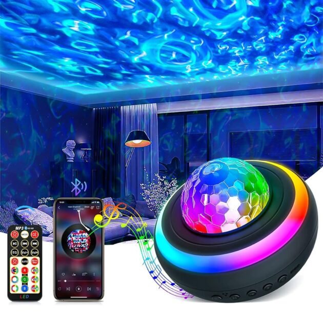 Enceinte LED RGB avec Synchronisation Musicale et Effet Aurore Boréale