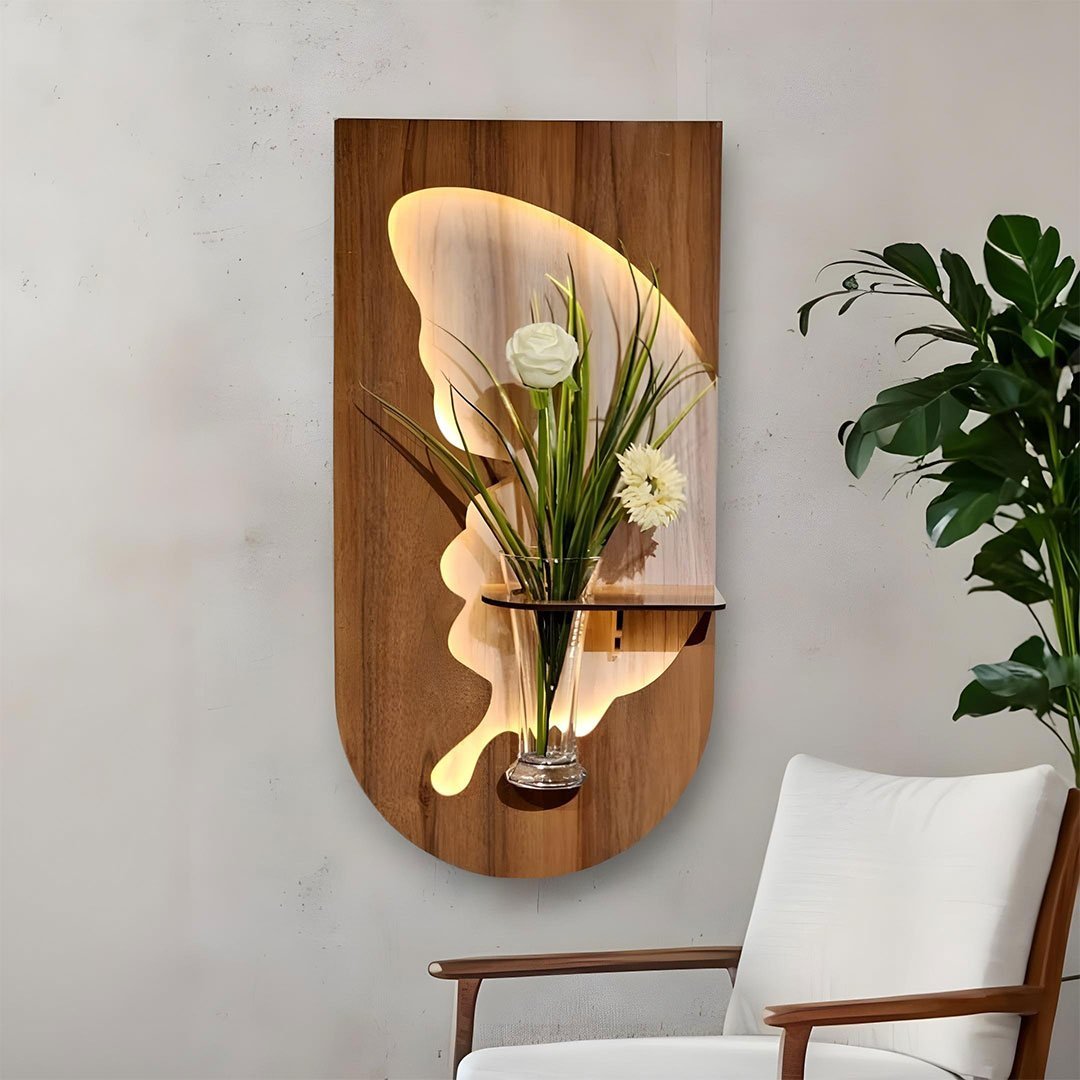 Tableau Mural Lumineux Bois Naturel – Élégance, lumière et nature dans votre intérieur