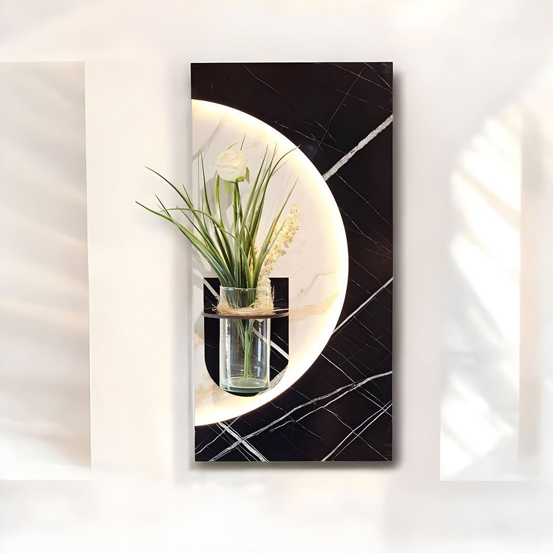 Panneau mural décoratif avec éclairage LED design moderne en bois V4 – L’art de la nature illuminée