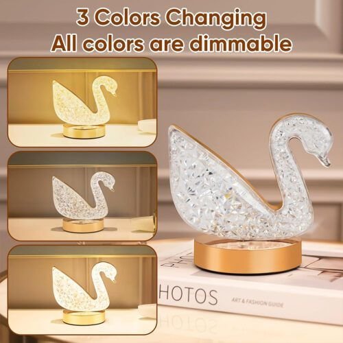 Veilleuse en Cristal - 3 Couleurs, Rechargeable USB, 5000mAh