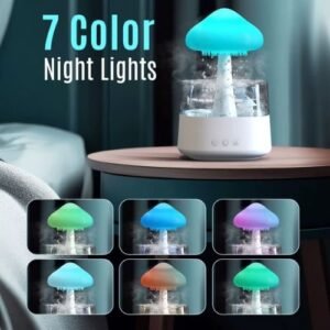 Diffuseur d'Huiles Essentielles avec Effet Sonore de Pluie et Lumières LED