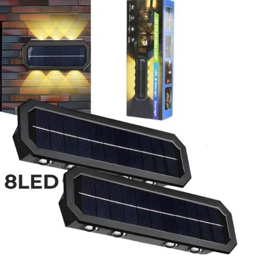 Lampe Solaire Murale à LED 8 LED avec Capteur de Mouvement (Lot de 2)