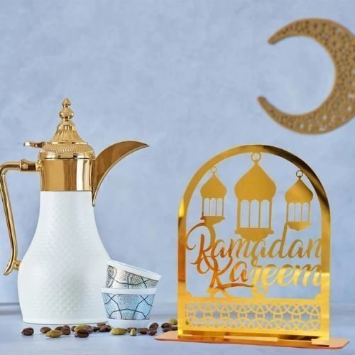 Décoration Ramadan Kareem - Lanterne Étoile et Lune Dorée