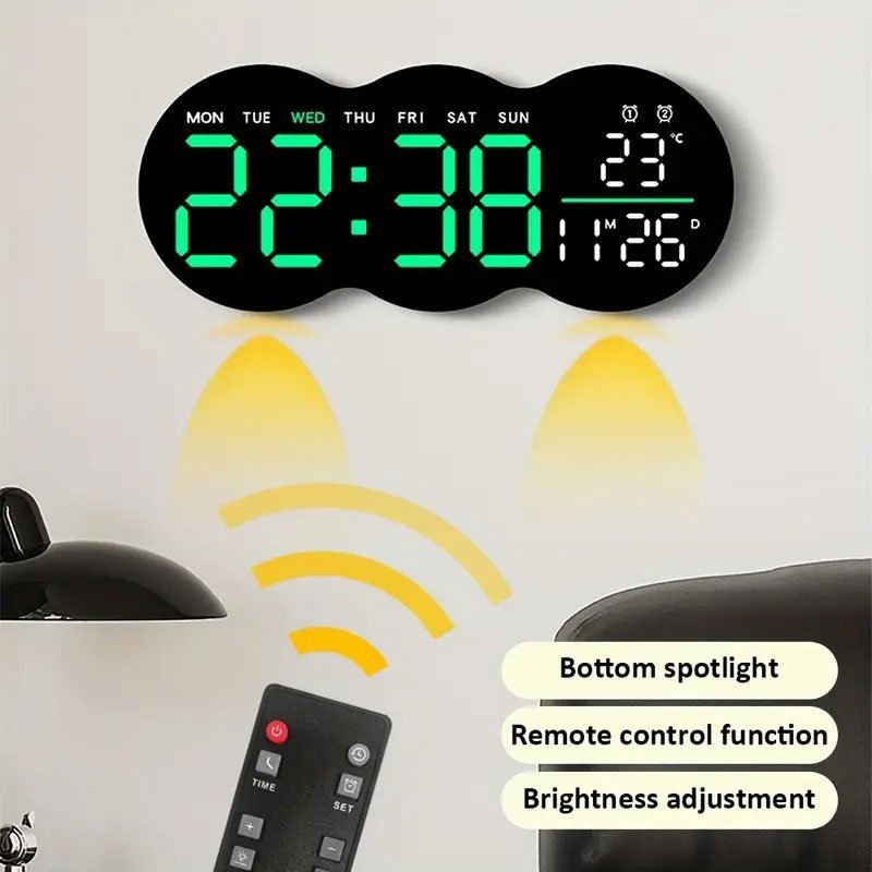 Horloge Murale Numérique à LED YX-2808 avec Télécommande – Élégance, Clarté et Technologie - Image 3