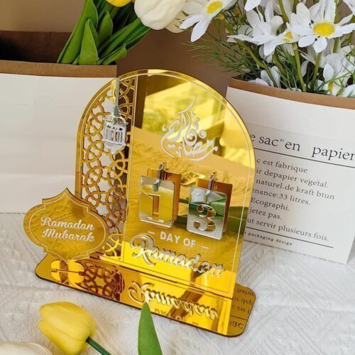 Calendrier Ramadan 2024 - Acrylique Effet Miroir avec Base et Chiffres - Image 3