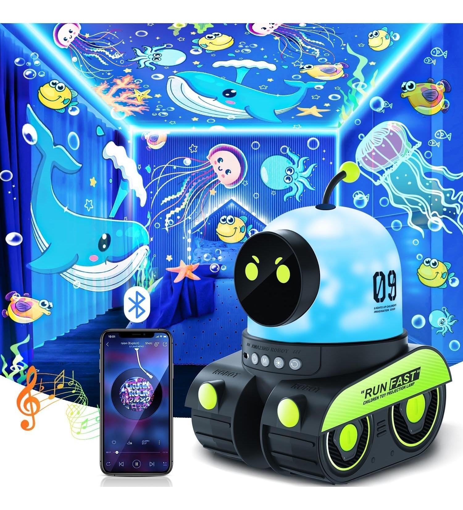 Projecteur Étoilé Robot Multifonction - Haut-Parleur Bluetooth , USB Rechargeable