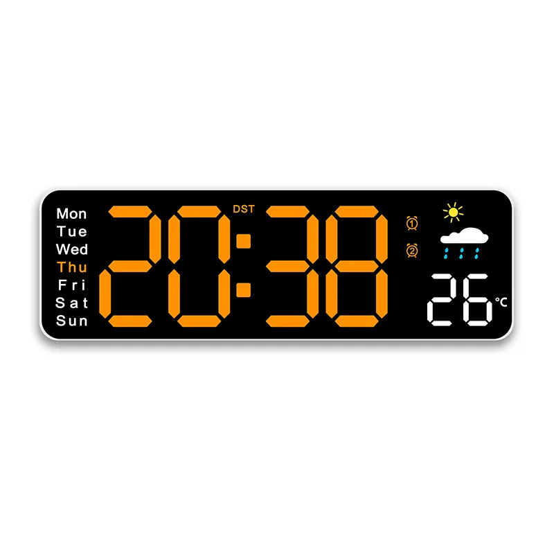Horloge Numérique Murale LED 6656 avec Affichage Température – L’heure, la clarté et le style réunis ! - Image 2