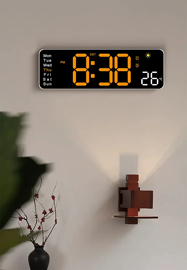 Horloge Numérique Murale LED 6656 avec Affichage Température – L’heure, la clarté et le style réunis ! - Image 3