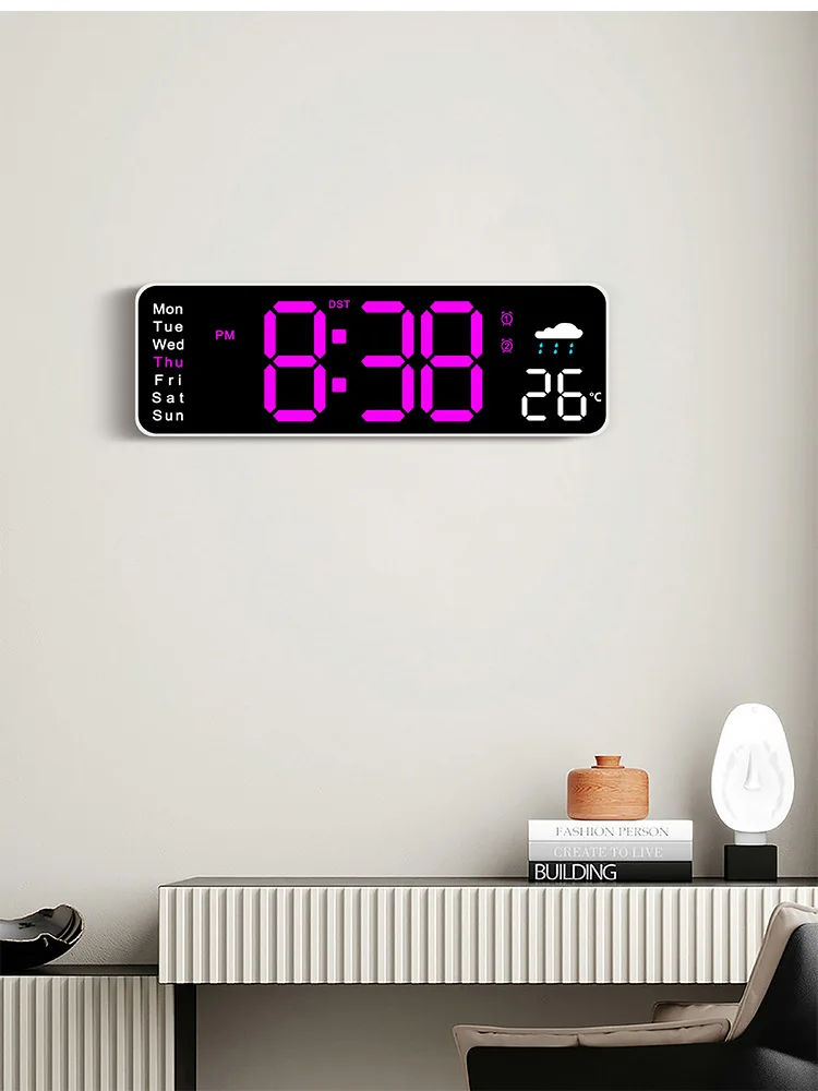 Horloge Numérique Murale LED 6656 avec Affichage Température – L’heure, la clarté et le style réunis ! - Image 4