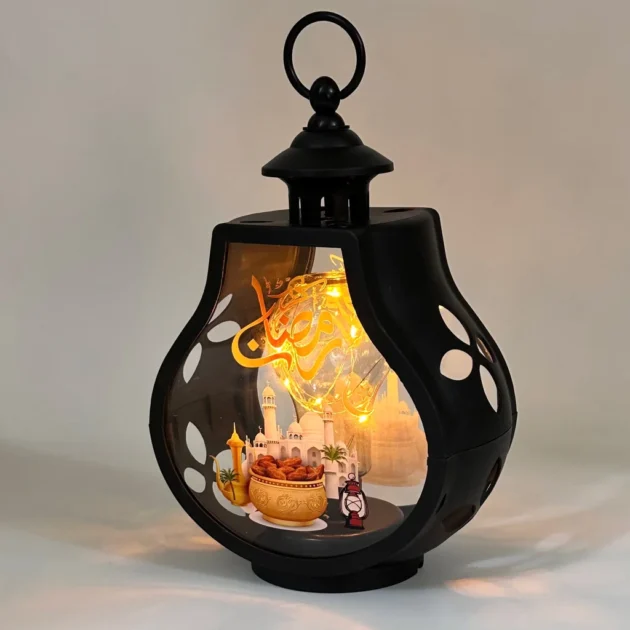 Lanterne Ramadan LED Effet Flamme – Ambiance Spirituelle Chaleureuse & Décor Oriental Élégant