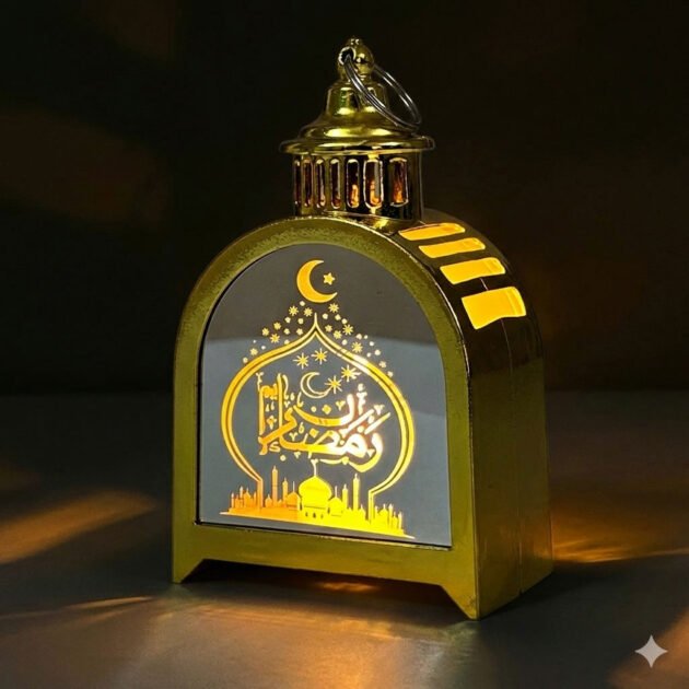 Décoration Ramadan LED Dorée – Écriture Arabe Lumineuse & Ambiance Spirituelle Élégante